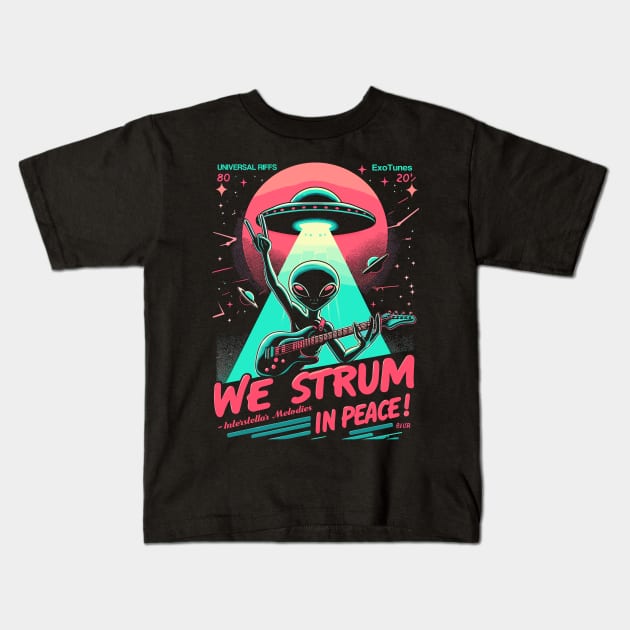 We Strum in Peace! Kids T-Shirt by Lima's